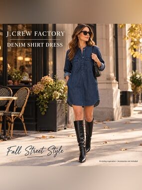 J. Crew Factory Dark Denim Shirt Dress
Casual Everyday Chic Utility Size Small